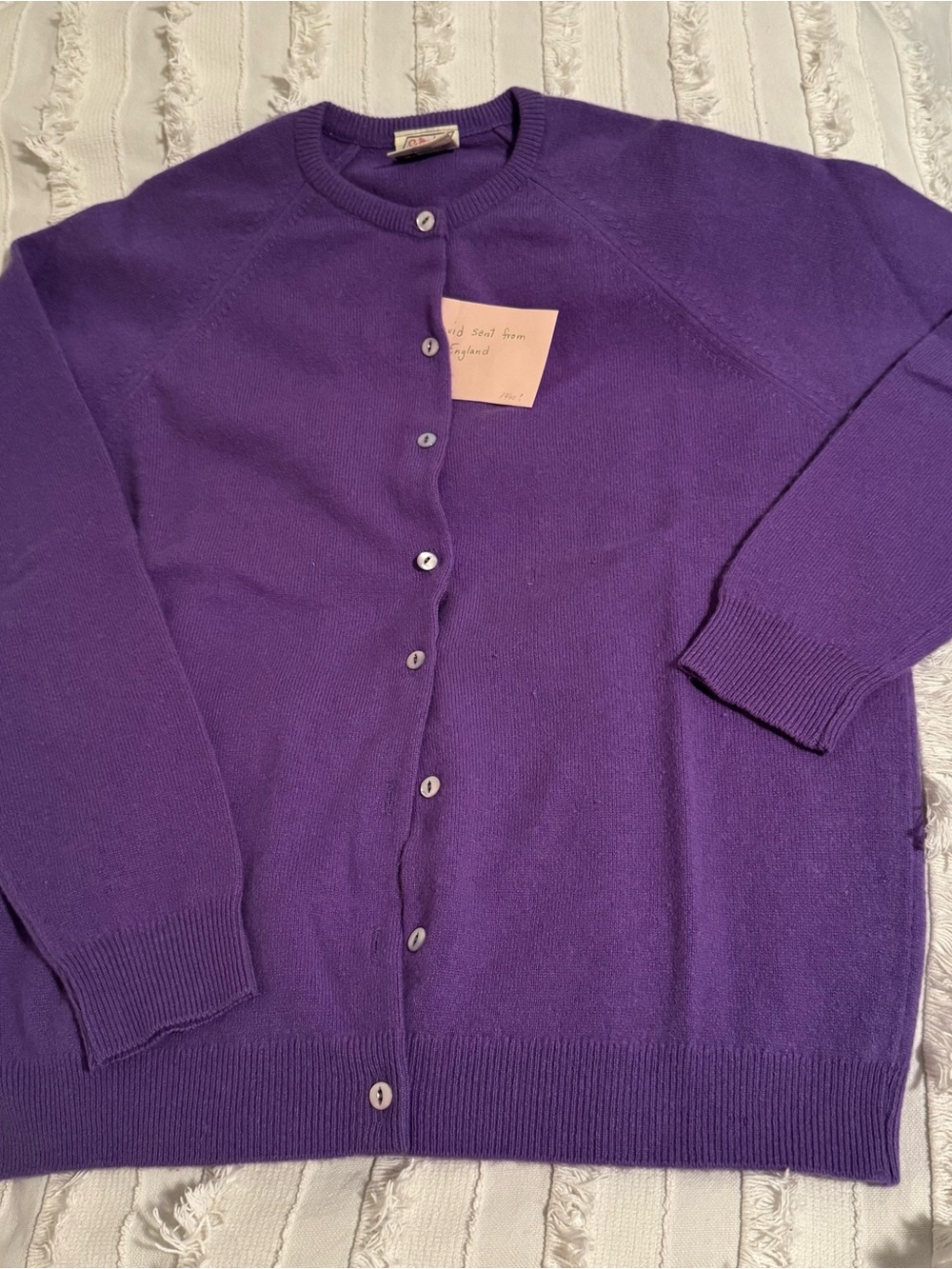 Vintage Cashmere St. Michael Purple Button-Front Women’s Sweater